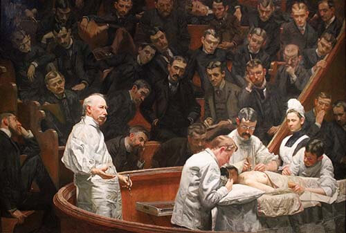 White coats on early physicians and surgeons